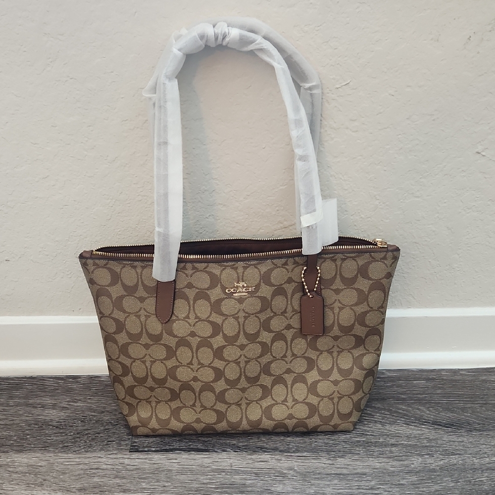 Coach Tan and Brown Signature Tote